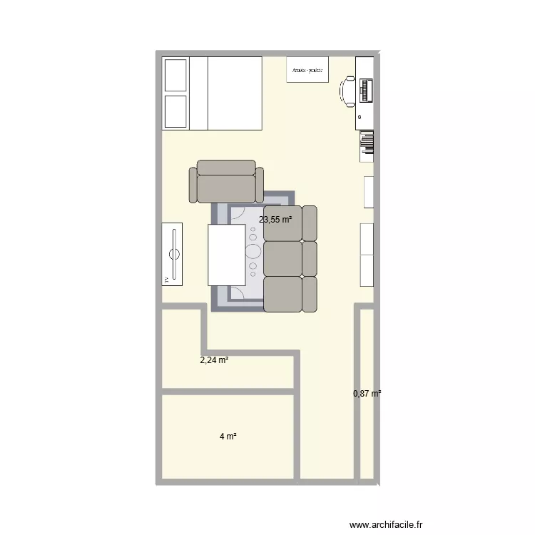 Amenagement 2. Plan de 4  et 31 m²