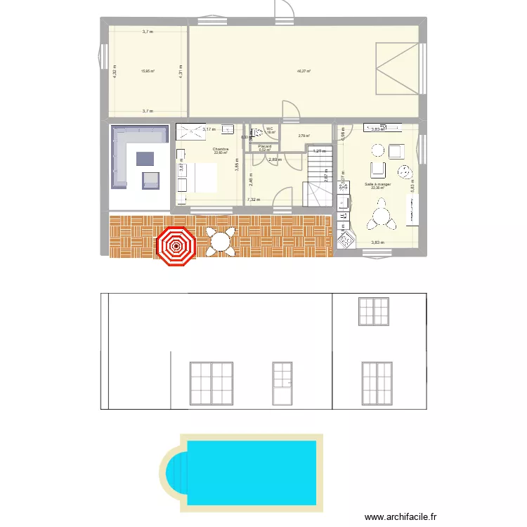 MAISON PERSO rdc chambre. Plan de 