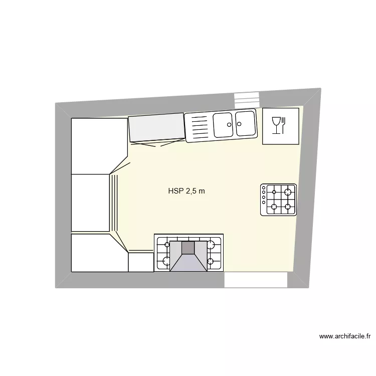 Cuisine Severine. Plan de 1  et 9 m²