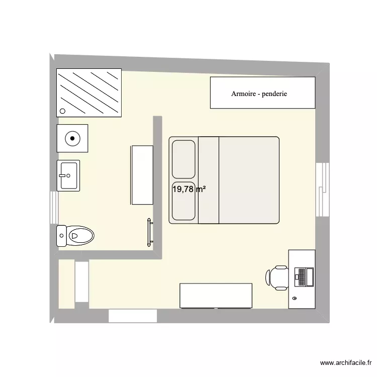 tantôt 03. Plan de 1 Pièce et 20 m² tantôt 03. Plan de 1 Pièce et 20 m²