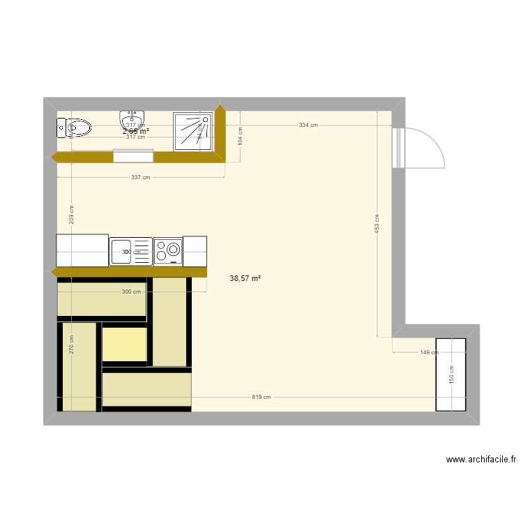 Dream nico space . Plan de 2 pièces et 41 m2