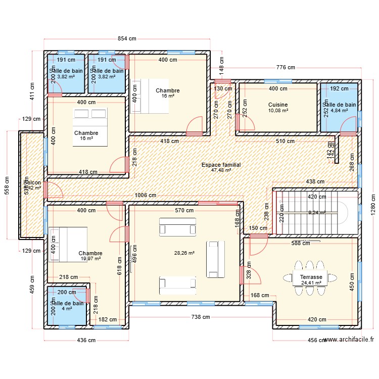 PAPE GUEYE. Plan de 13 pièces et 194 m2