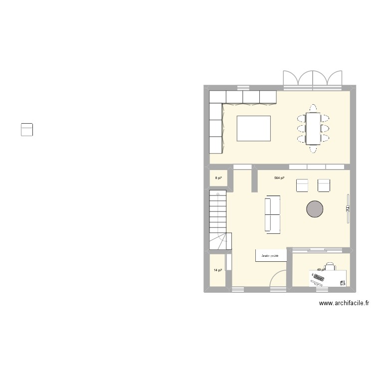 RDC_V3. Plan de 4 pièces et 59 m2