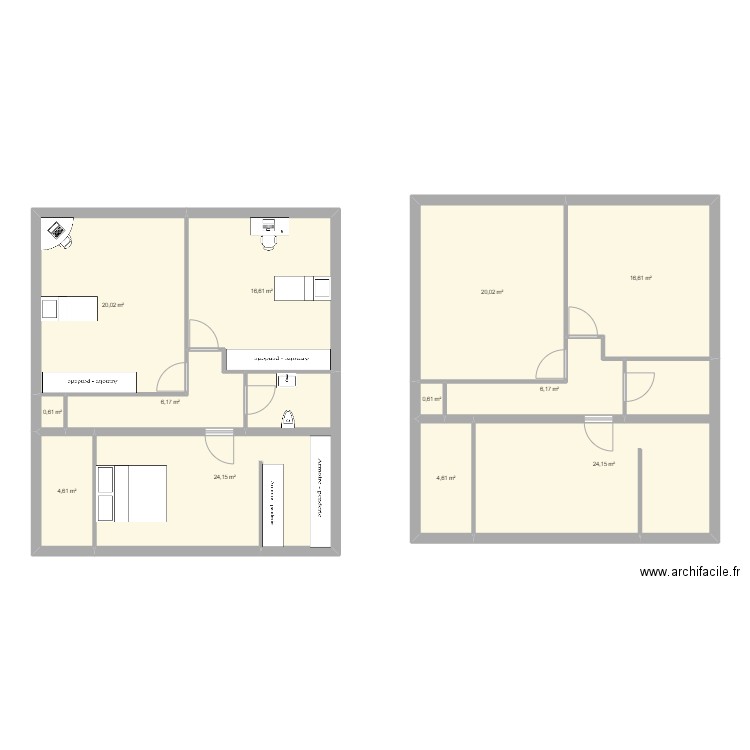 Etage Brut . Plan de 0 pièce et 0 m2