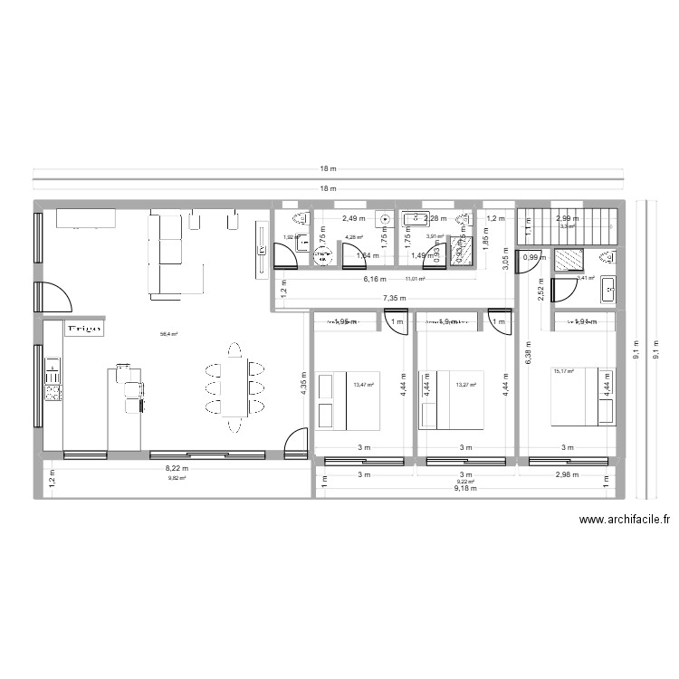 MAISON JUIN 2025. Plan de 12 pièces et 145 m2
