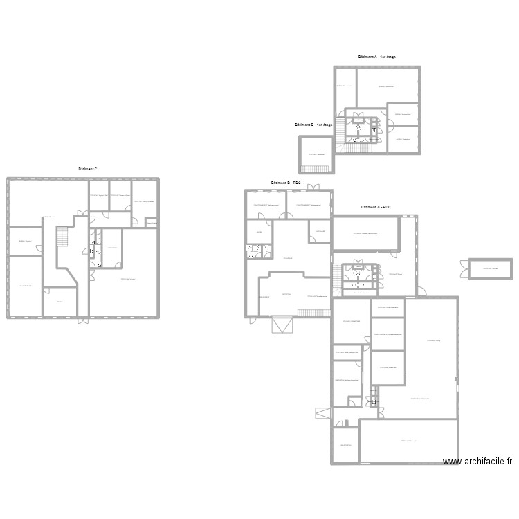 Plan métré. Plan de 71 pièces et 1103 m2