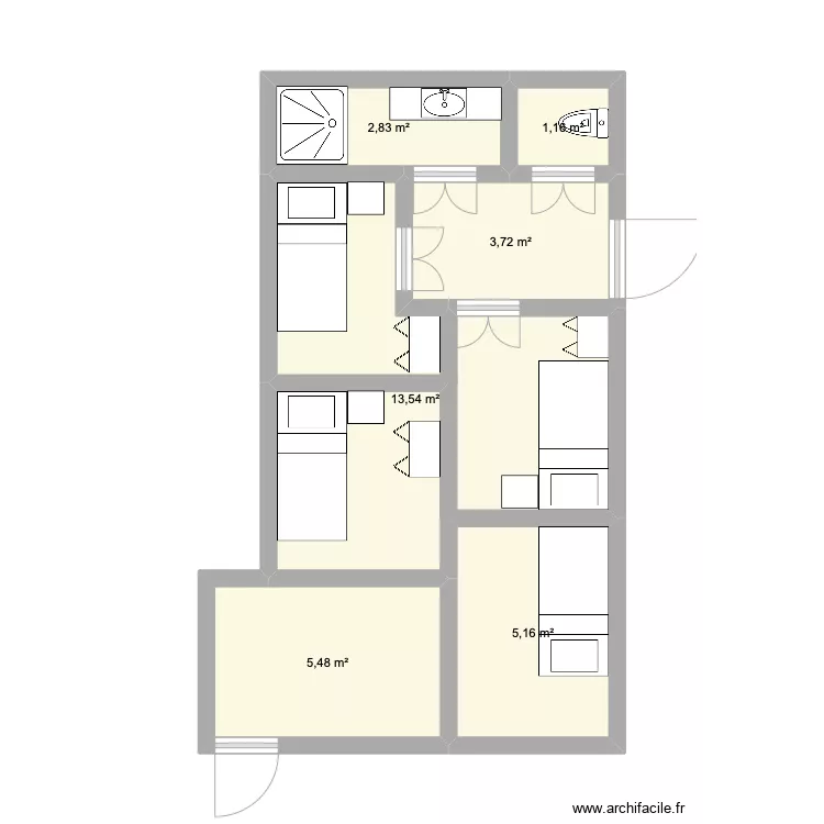 laundry - 4 staff. Plan de 