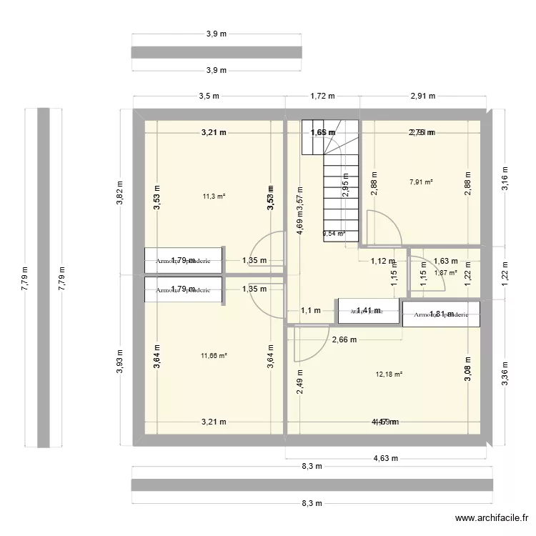 etage. Plan de 6  et 54 m²