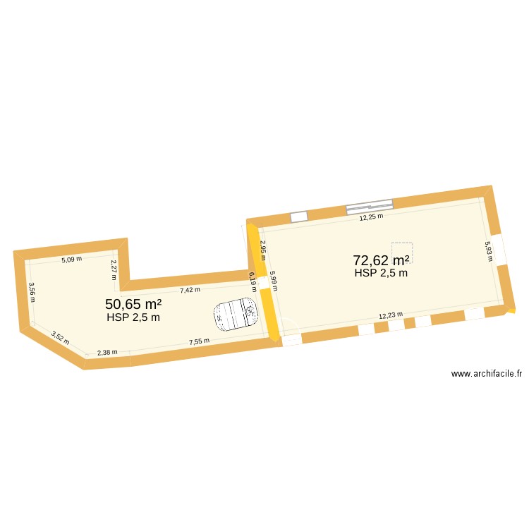 Crémeaux 2. Plan de 2 pièces et 123 m2