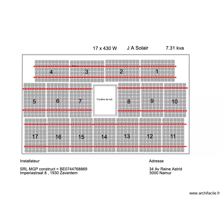 ok reine astrid panneaux solaire. Plan de 
