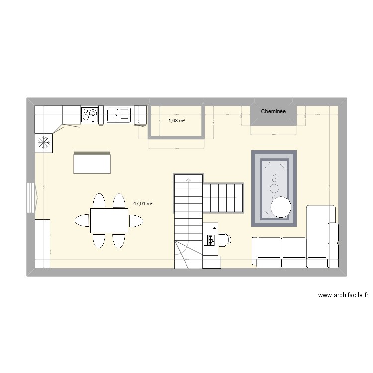 PAM 1ER V3. Plan de 4 pièces et 54 m2
