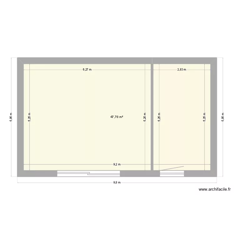 Atelier-1. Plan de 1 Pièce et 48 m² Atelier-1. Plan de 1 Pièce et 48 m²