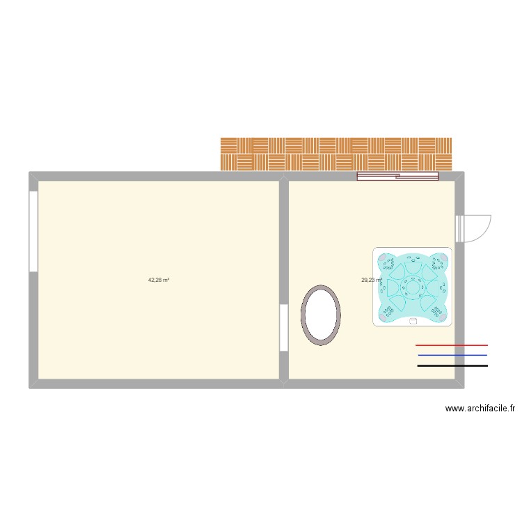 Petite maison. Plan de 2 pièces et 72 m2