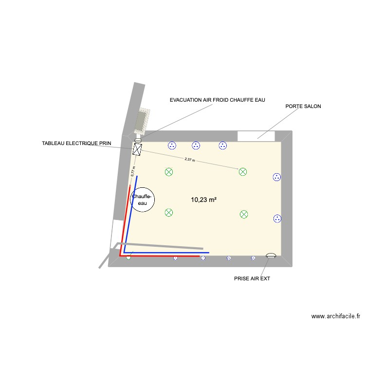 BUAN ALZONNE. Plan de 1 pièce et 10 m2