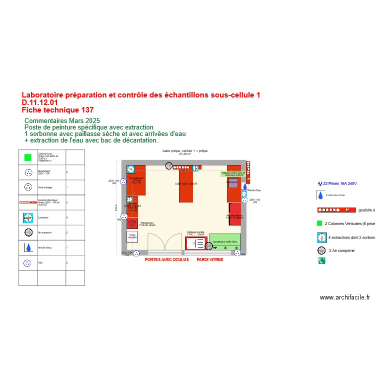 Fiche137_labo préparation et controle échantillon ss cellule 1 2025-03-11. Plan de 1 pièce et 27 m2
