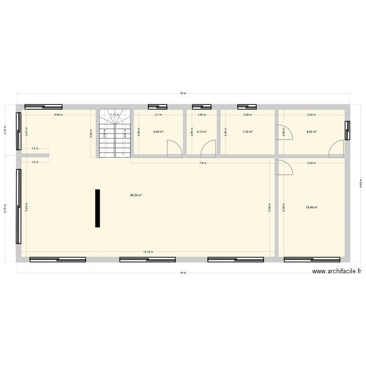 rdc 3. Plan de 6 pièces et 135 m2