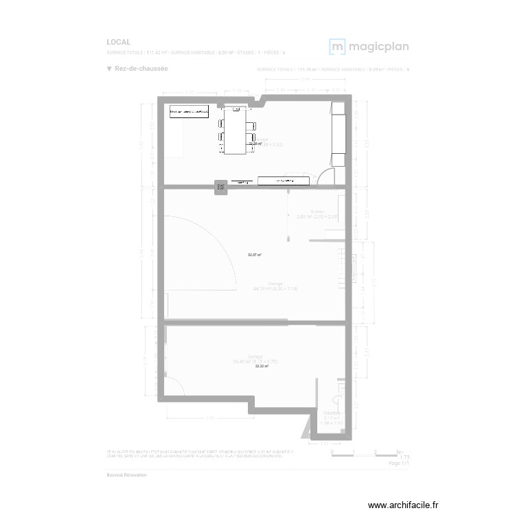 Local 35 Amp&egrave;re. Plan de 0 pièce et 0 m2