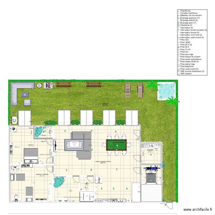 shez d'oeuvre. Plan de 8 pièces et 310 m2
