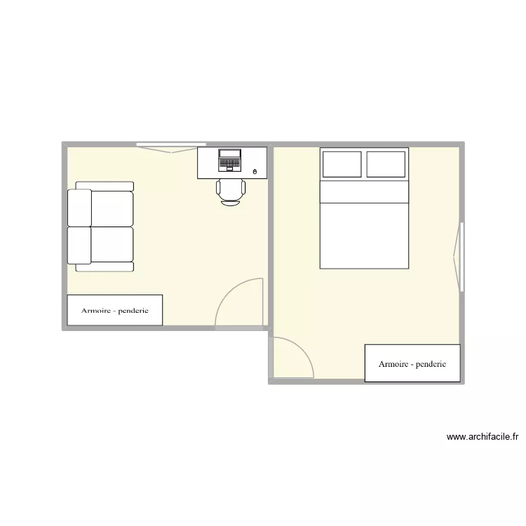 Chambre SUD. Plan de 2 et 19 m² Chambre SUD. Plan de 2 et 19 m²