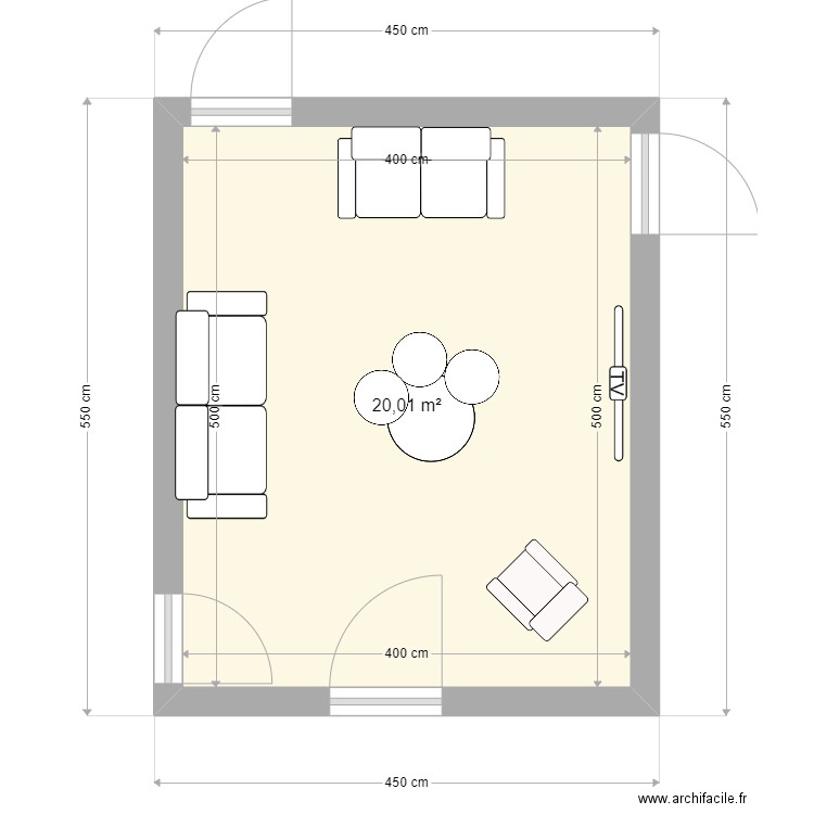 salon fierfort. Plan de 1 pièce et 20 m2