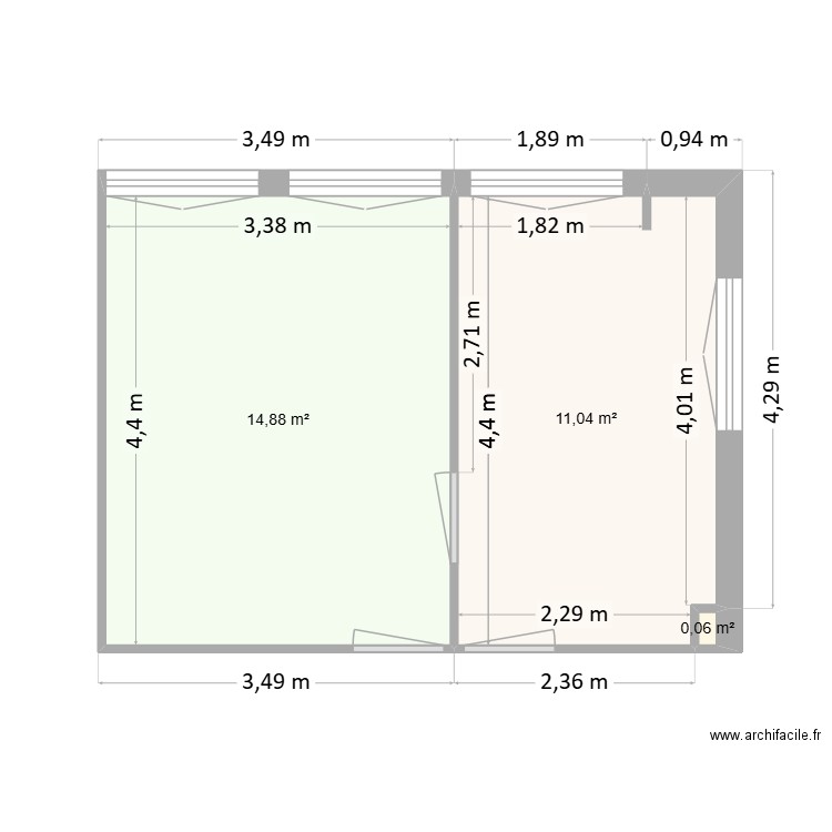Plan du labo. Plan de 3 pièces et 26 m2