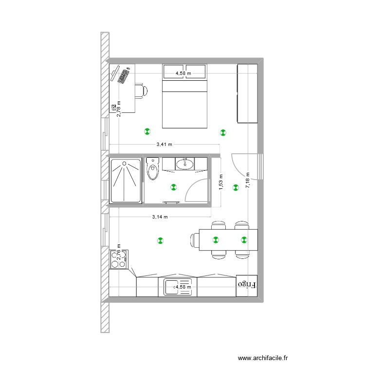 Studio 30m&sup2;. Plan de 0 pièce et 0 m2