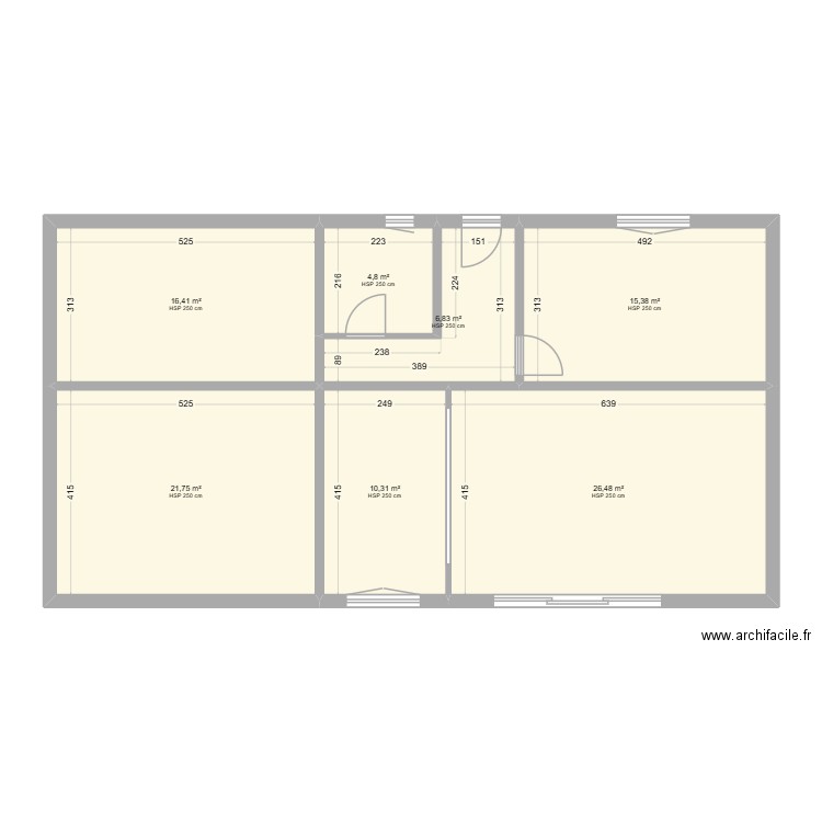 Projet Blin. Plan de 7 pièces et 102 m2