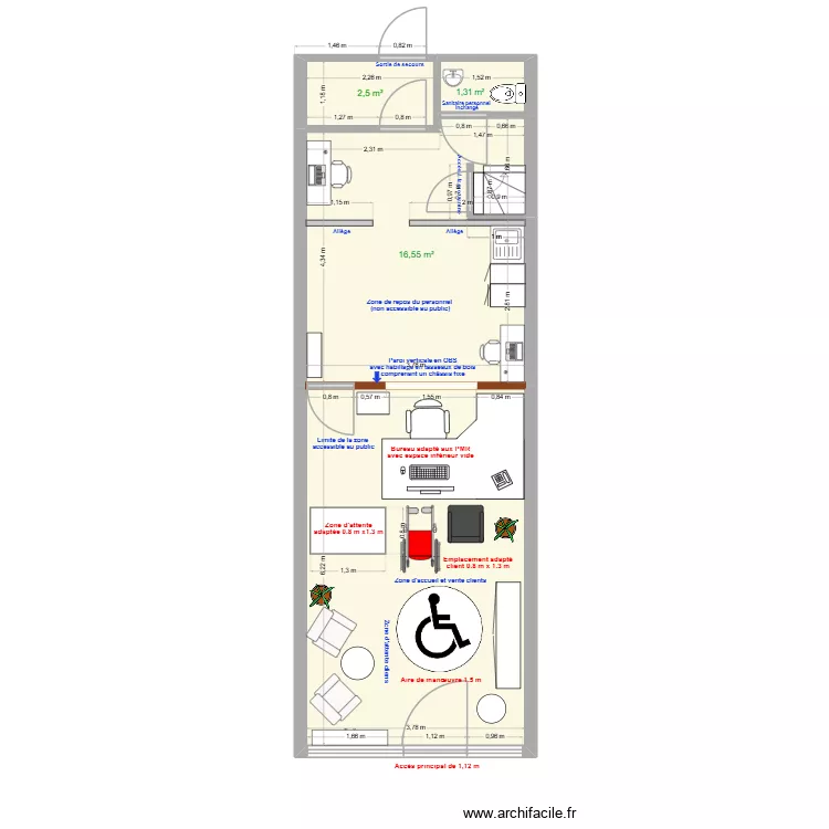 AOV accesibilit&eacute; 2. Plan de 4  et 44 m²