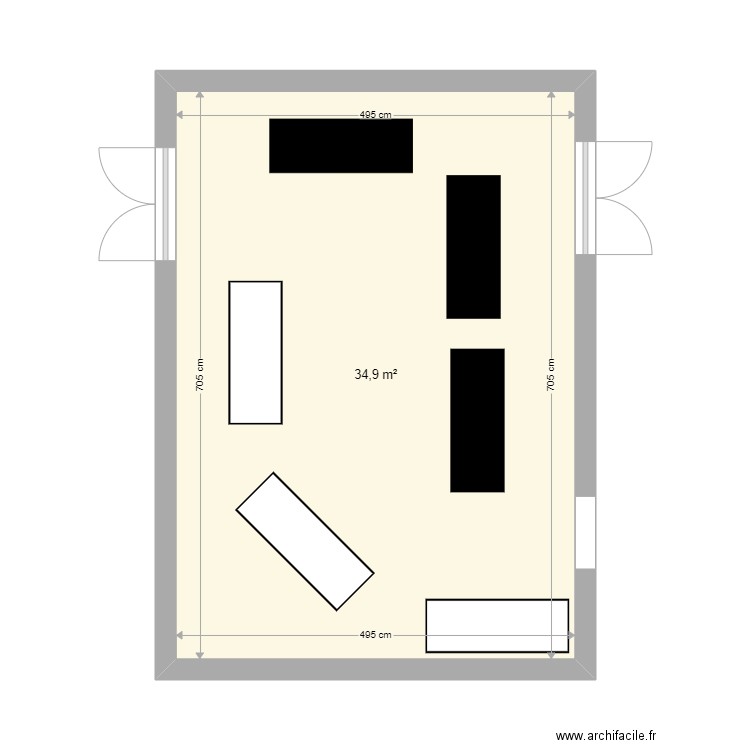 salle3. Plan de 1 pièce et 35 m2