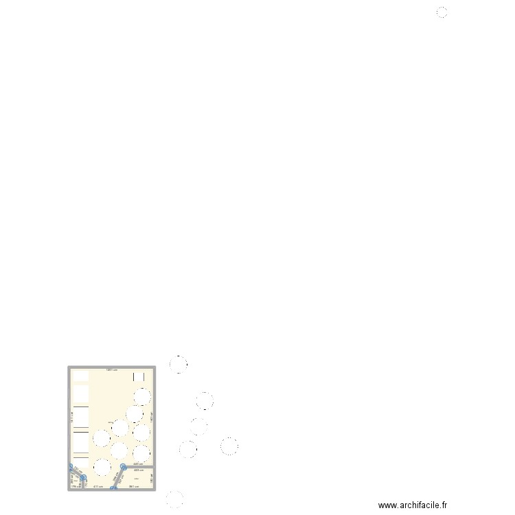 Salle mariage. Plan de 3 pièces et 205 m2
