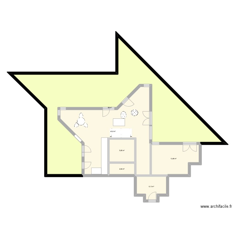 Renaudie v3. Plan de 6 pièces et 160 m2