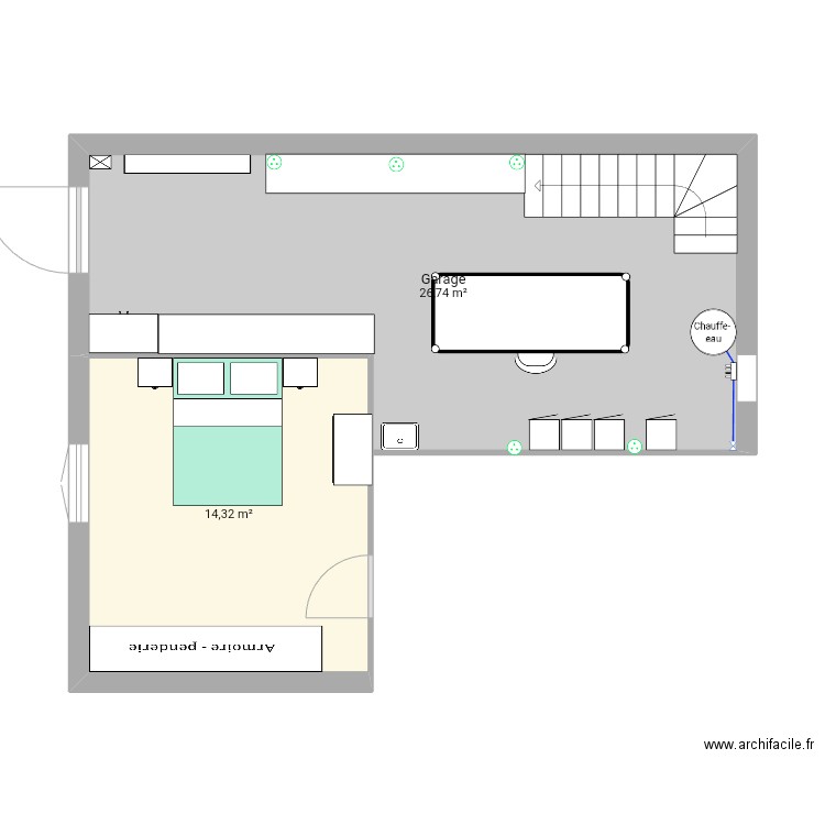 Garage version 1. Plan de 2 pièces et 41 m2