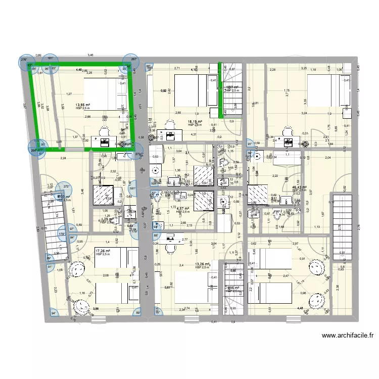 plan paquis 7 janvier. Plan de 18  et 414 m²