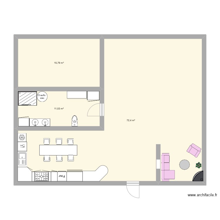 futur. Plan de 3 pièces et 100 m2