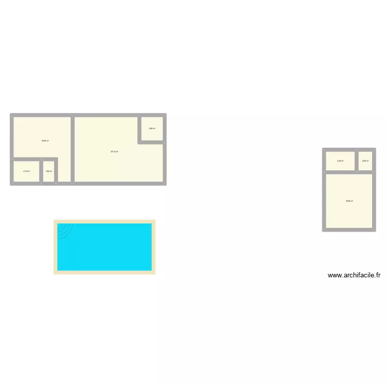 Piscine V2. Plan de 8  et 91 m²