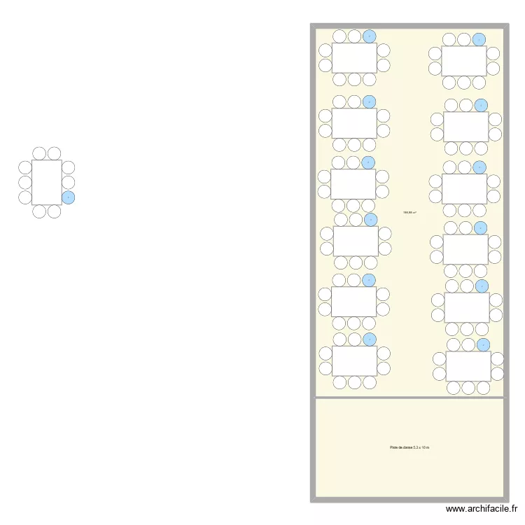 Salle de f&ecirc;tes Amandine positionnement 2. Plan de 2 pièces et 253 m²