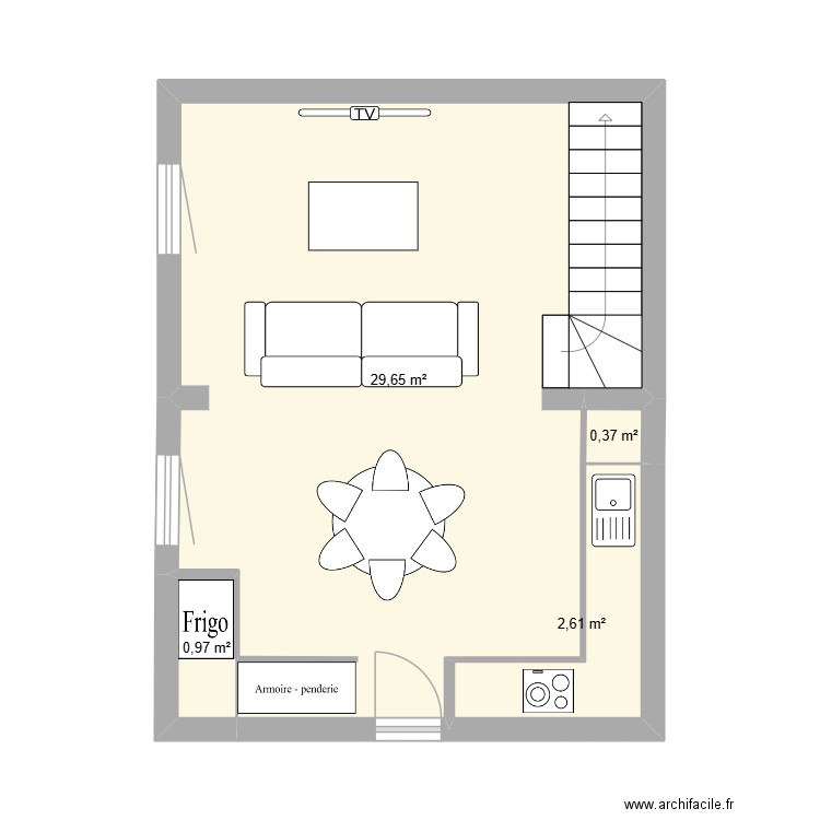 plan mamatt lali. Plan de 4 pièces et 34 m2