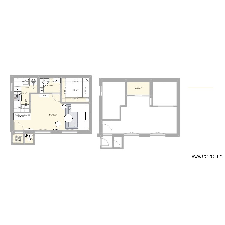 Plan 134. Plan de 7 pièces et 29 m2