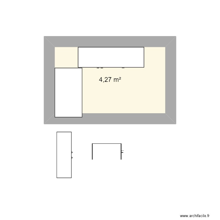 cout. Plan de 1 pièce et 4 m2
