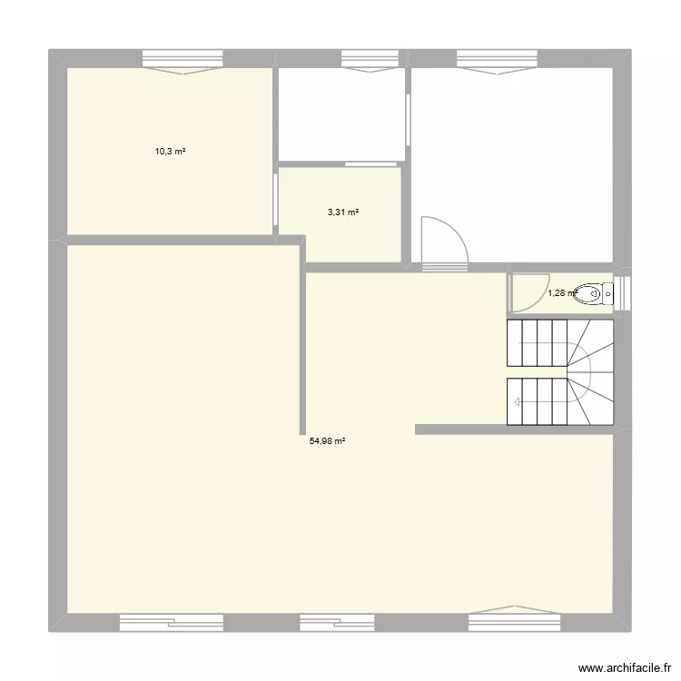 1er maison. Plan de 4 pièces et 70 m²