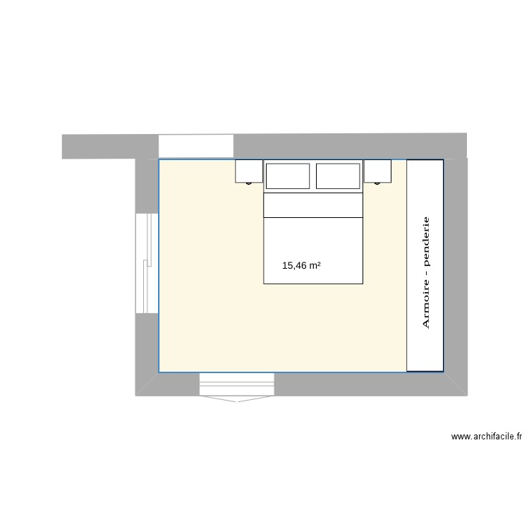 chambre 1. Plan de 1 pièce et 15 m2