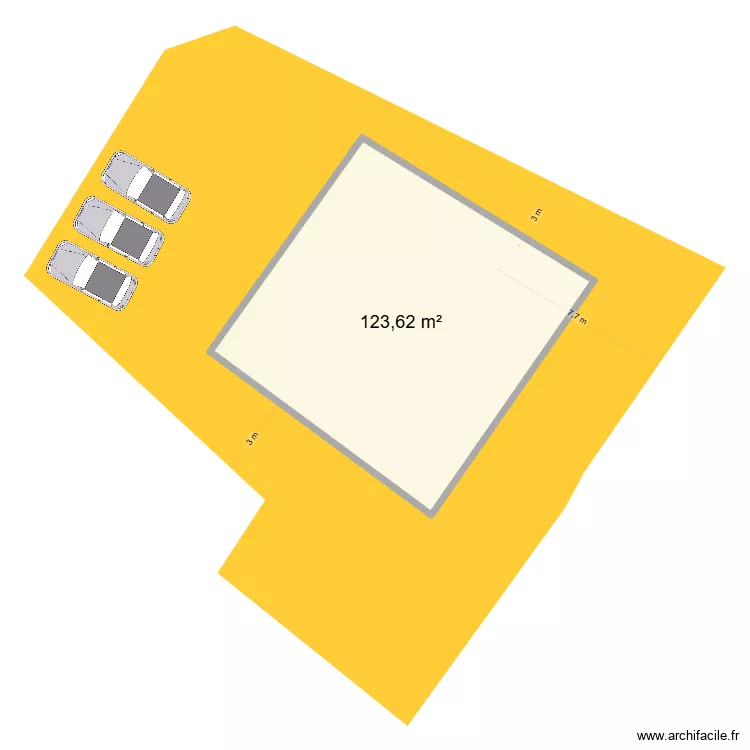 projet neuf. Plan de 1 pièce et 124 m²