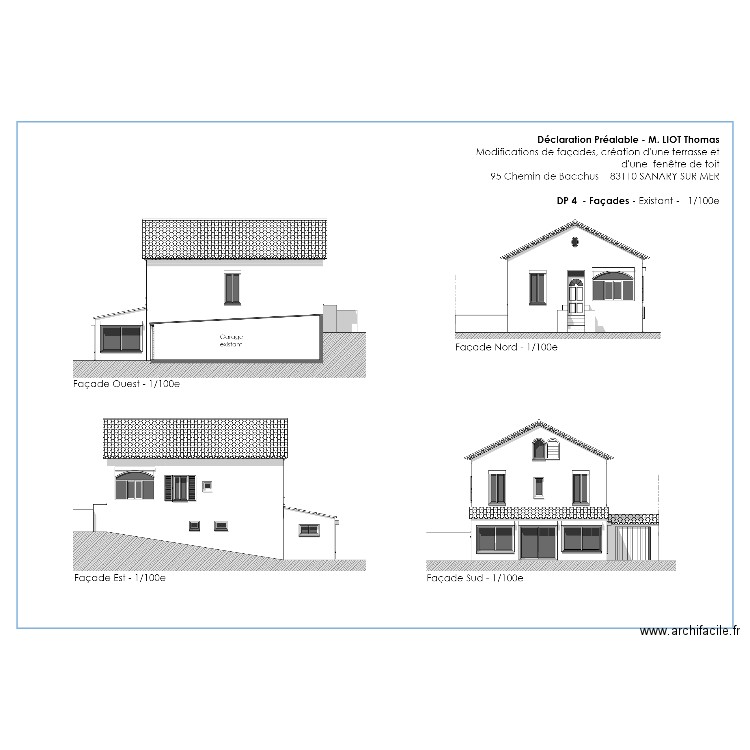 plan façades existant tom. Plan de 0 pièce et 0 m2