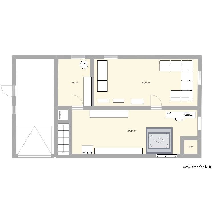 375 chemin de l'Ange Gardin-sous-sol. Plan de 4 pièces et 61 m2
