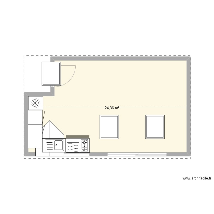 Micro maison. Plan de 1 pièce et 24 m2