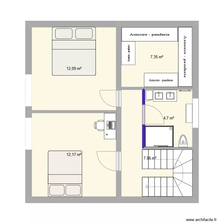 SDB 1. Plan de 5 et 44 m² SDB 1. Plan de 5 et 44 m²