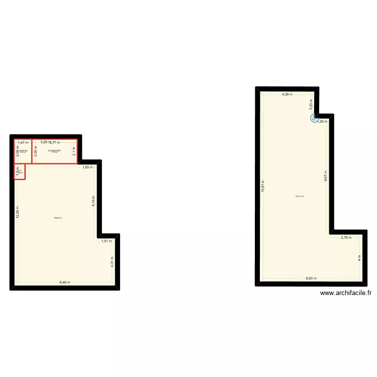 plan 1. Plan de 5  et 201 m²