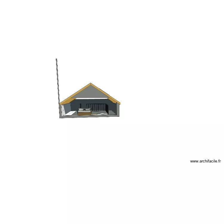 studio. Plan de 3 Pièces et 44 m²