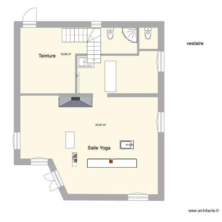 BASE RDC ESSAIS ESC NNEW. Plan de 2  et 72 m²