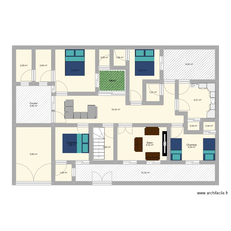 plan maison. Plan de 21 pièces et 113 m2